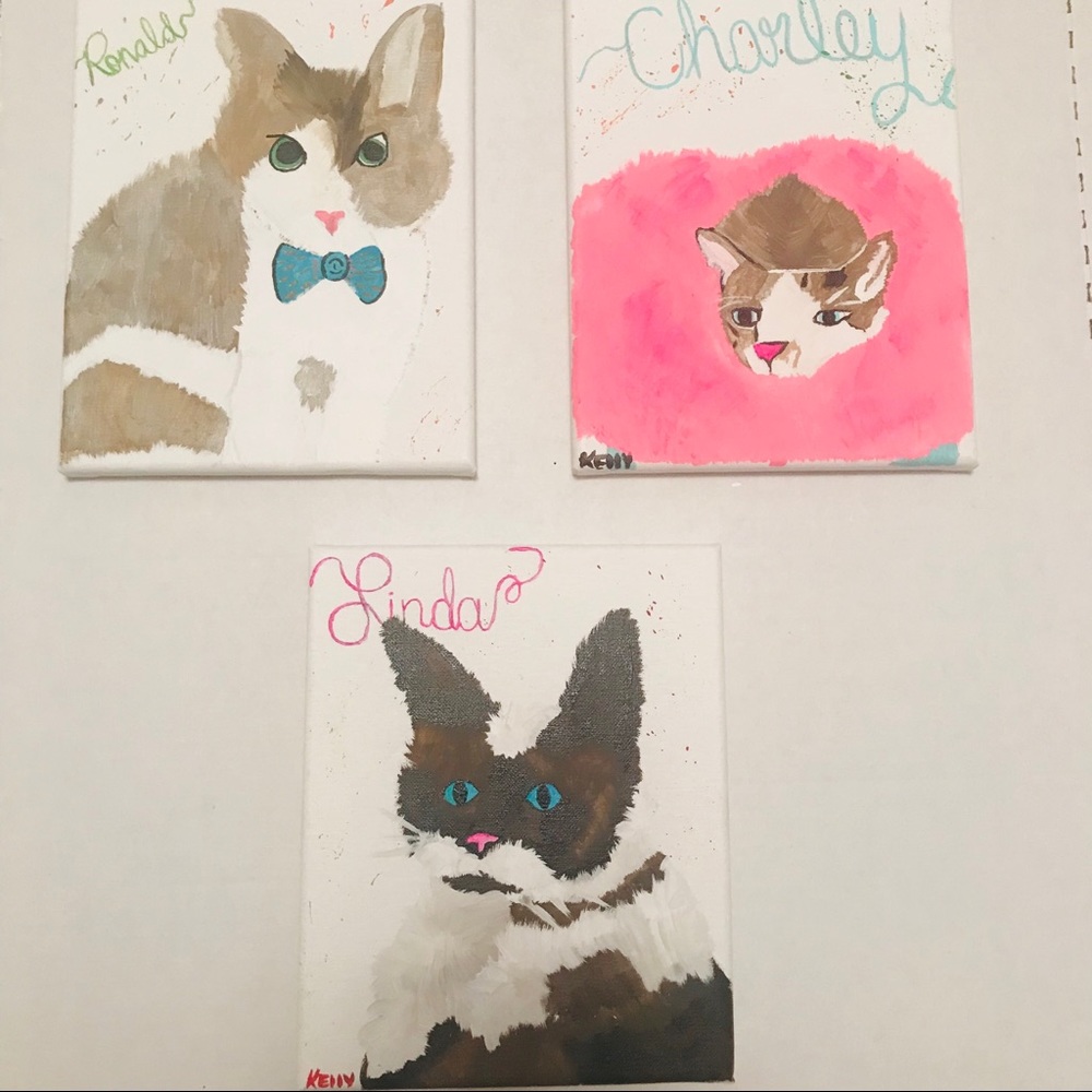 Custom Pet Puppy Kitty Portrait Original Paintings - Picture 4 of 8